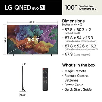 100 inch LG QNED evo AI QNED84 Mini LED 4K Smart TV 2026